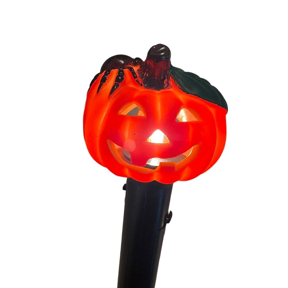 Vintage Halloween Jack-o-Lantern Blinker Vinyl Flashlight Pumpkin Spider